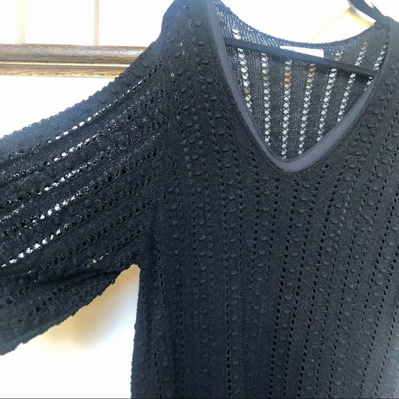 Zara | Openwork Knit Crochet Style Beachy Resort Dress in black, Size medium - Picture 3 of 4